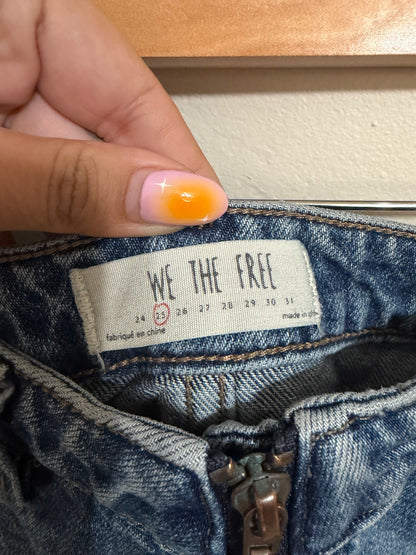 Size 25 Blue Wash Denim Zip Up Mini Skirt