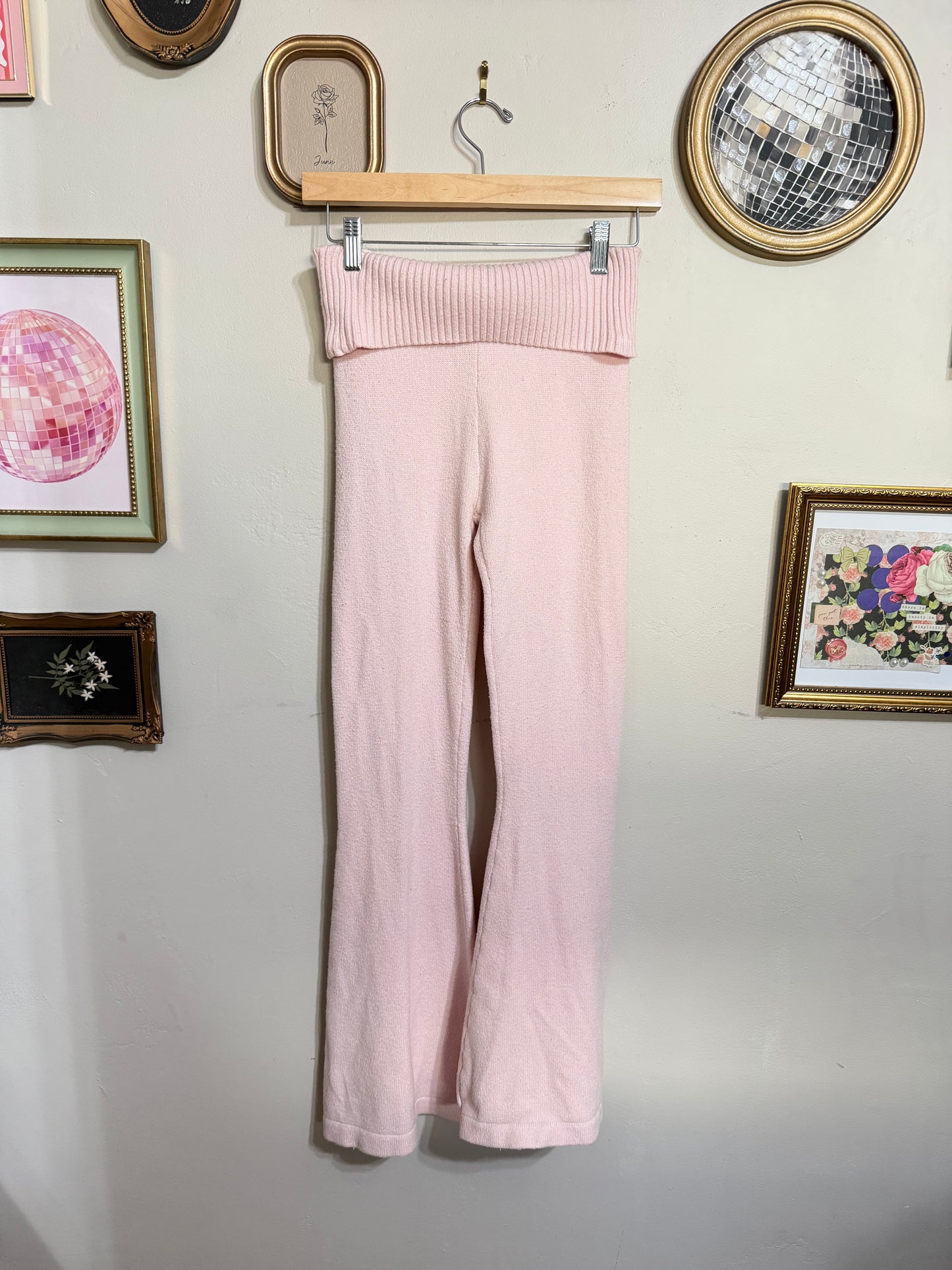 Small Pink Foldover Flare Pants *small call out