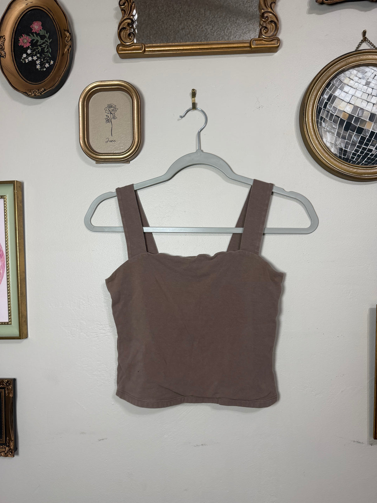 Medium Taupe Brown Double LIned Seamless Tank