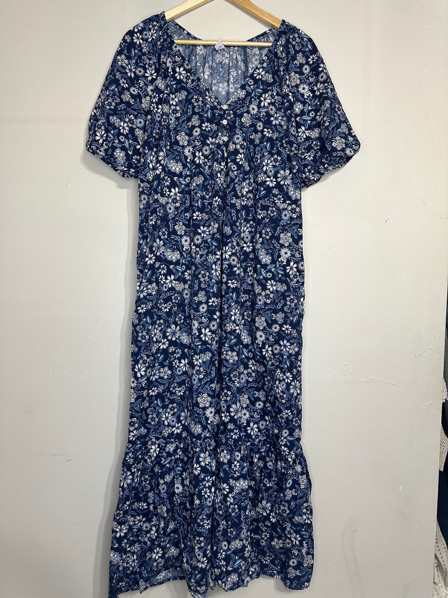XXL Floral Blue Maxi Dress