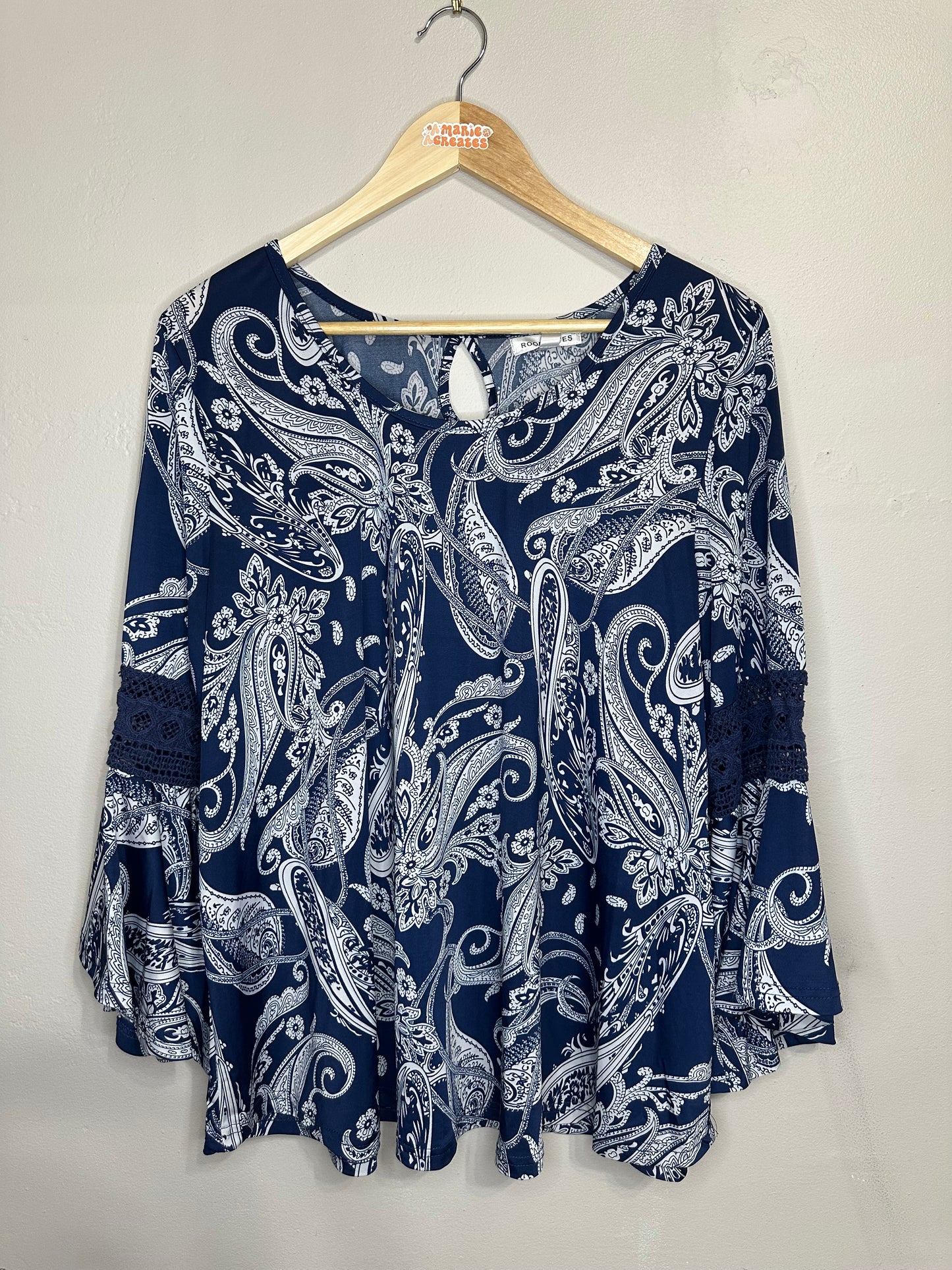 3x Blue Long Sleeve Blouse