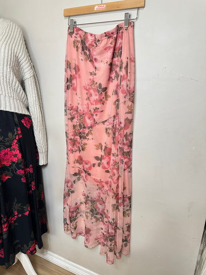 XL Pink Floral Maxi Skirt