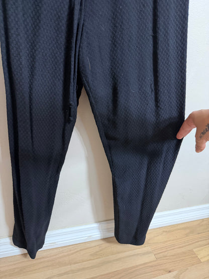 Small Black Cropped Aspen Knit Jumpsuit w/ Tie Waist