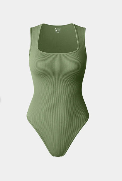 XXL Green Ribbed Bodysuit