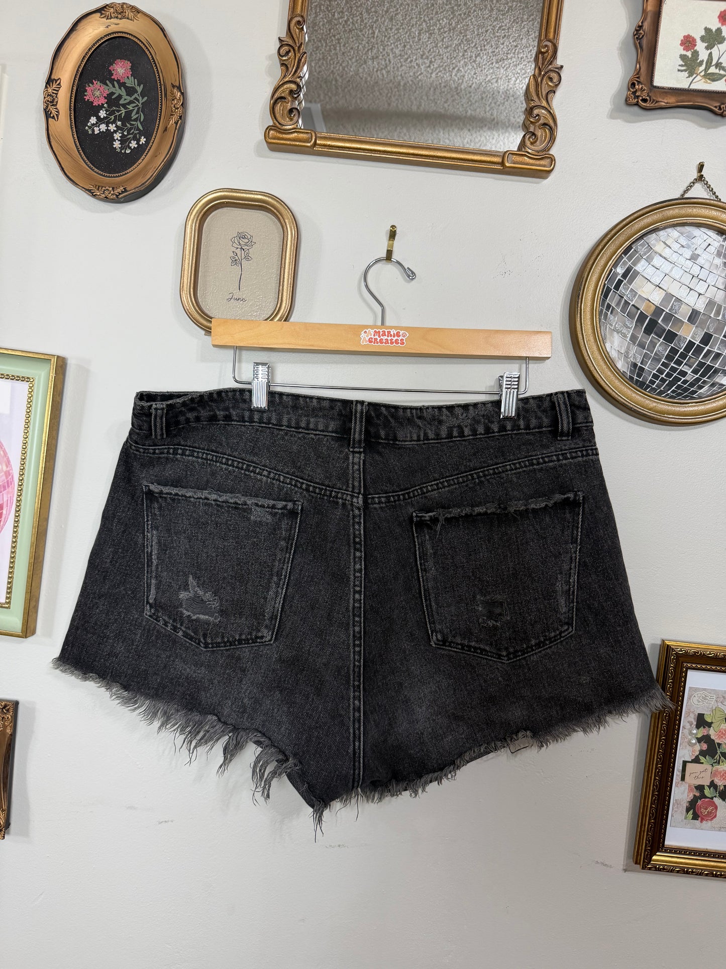Size 14 Black Distressed Shorts