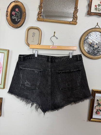 Size 14 Black Distressed Shorts