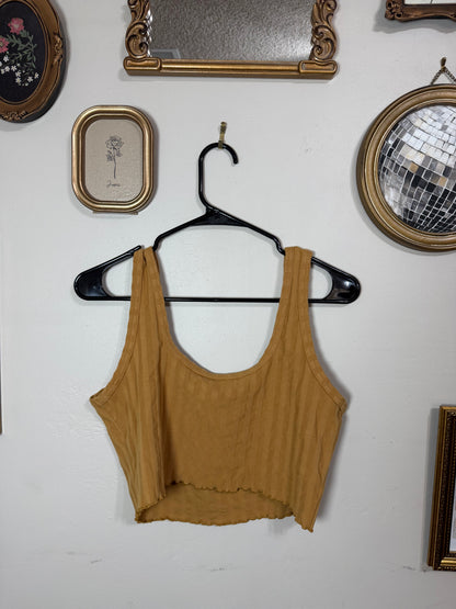Large Mustard Ribbed Cropped Tank