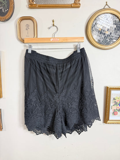 2x Black Lace Shorts