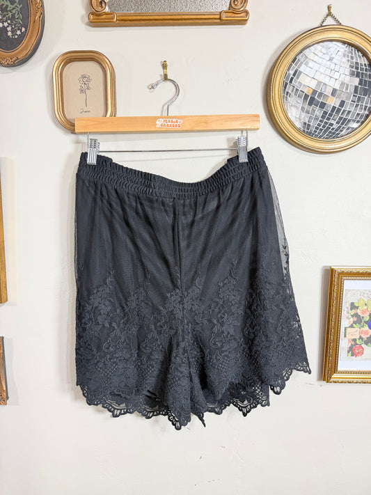 2x Black Lace Shorts