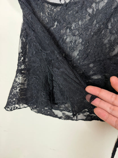 L-2x Black Lace Wrap Skirt