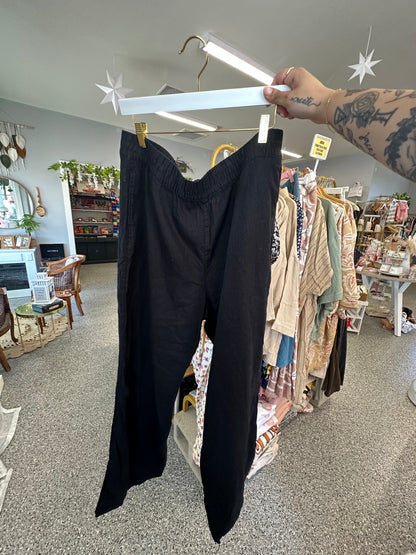 XL Tall Wide Leg Black Linen Pants