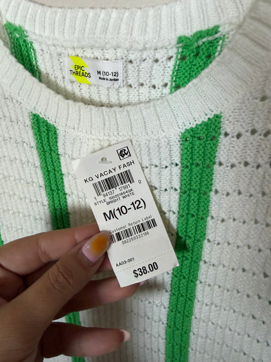 Medium NWT Green White Knit Vest