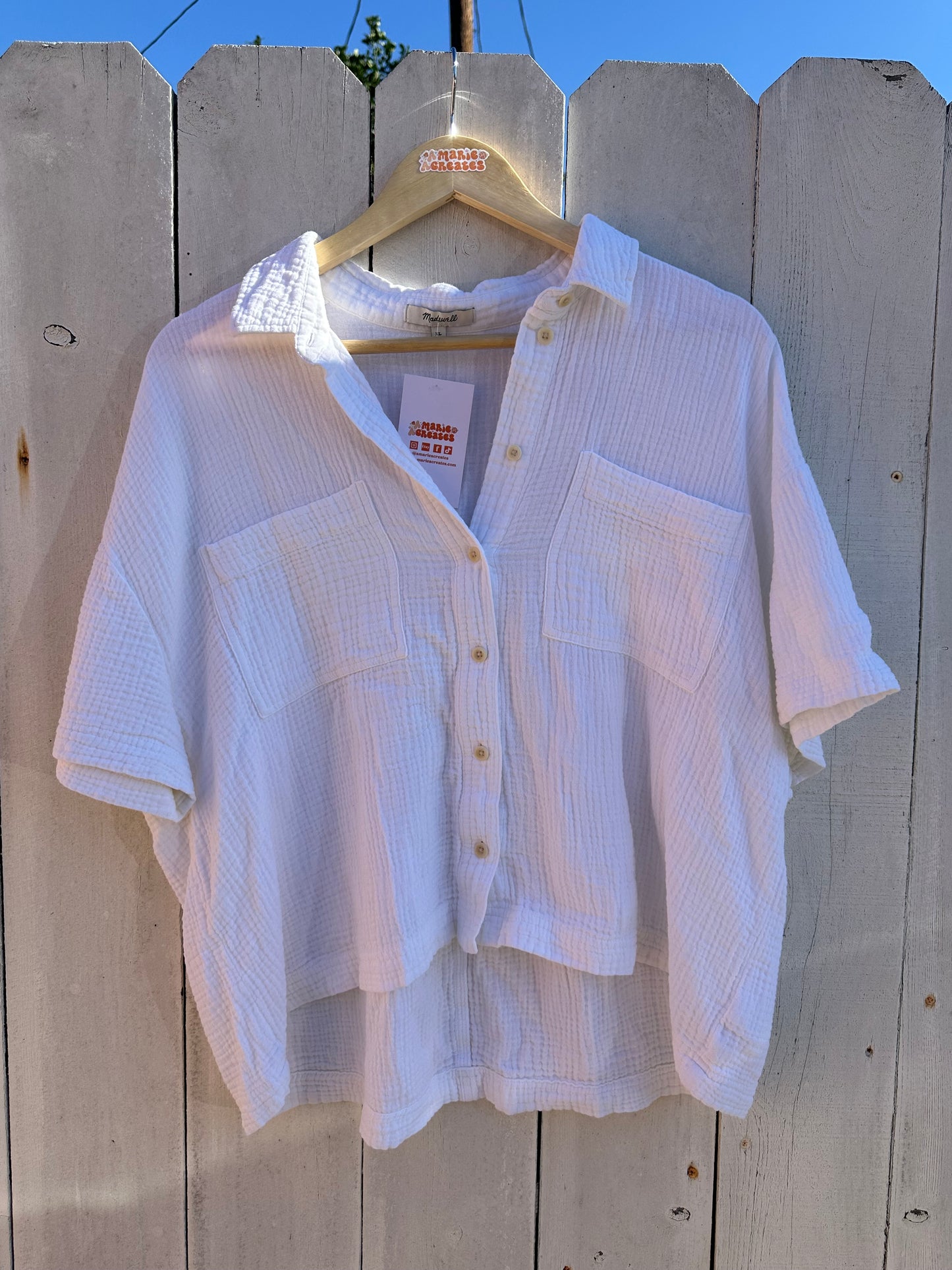 XL White Gauze Crop Top