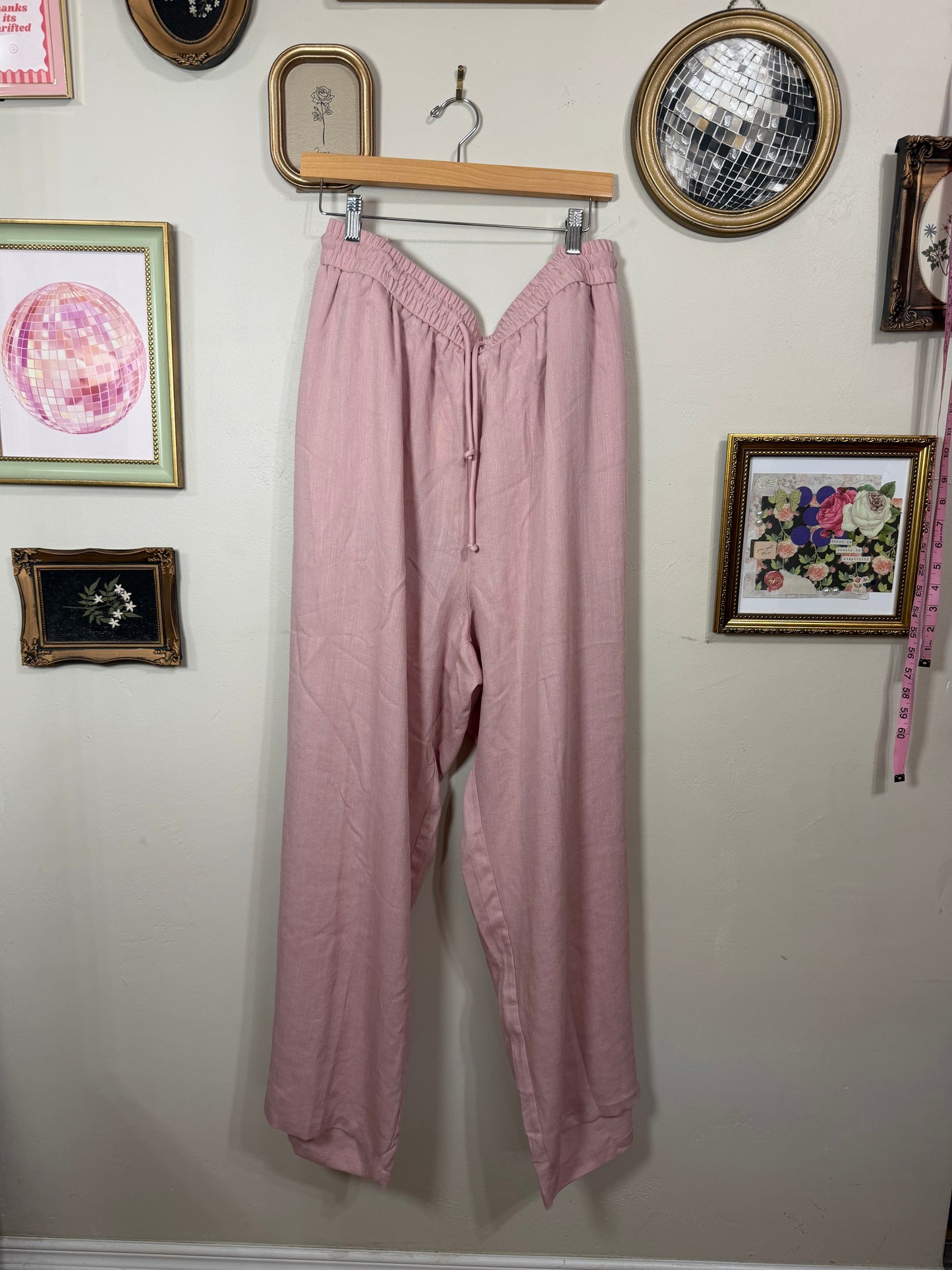 3x NWT Pink Wide Leg Pants w/ Pockets & Drawstring