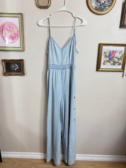 Small Light Wash Denim Flare Jumpsuit *small call out