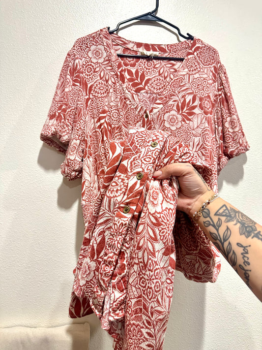 2X Rust Floral Dress