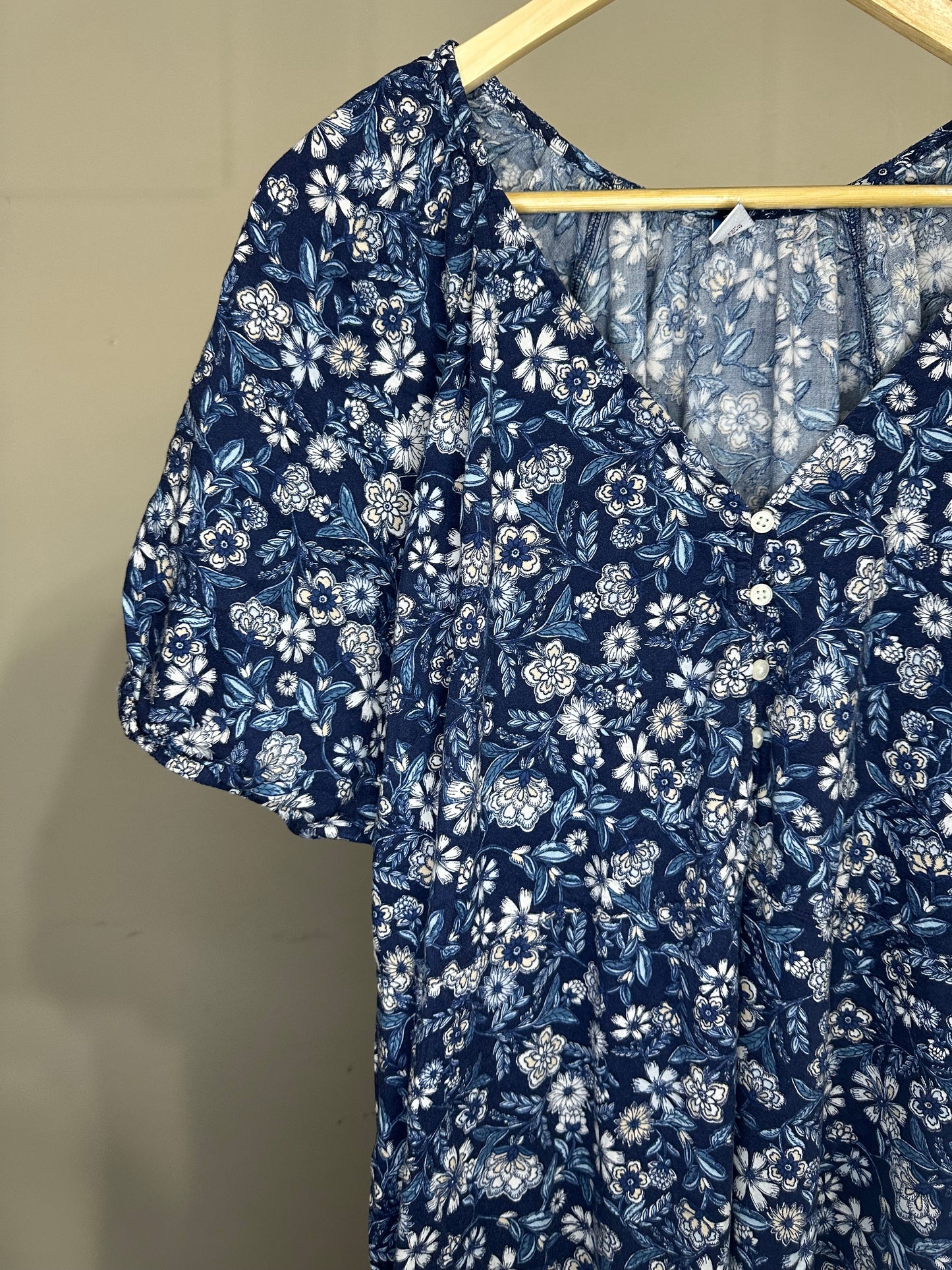 XXL Floral Blue Maxi Dress