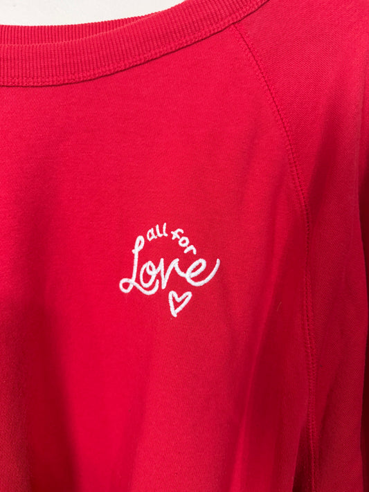 XXL Tall Red All For Love Embroidered Crewneck Sweatshirt
