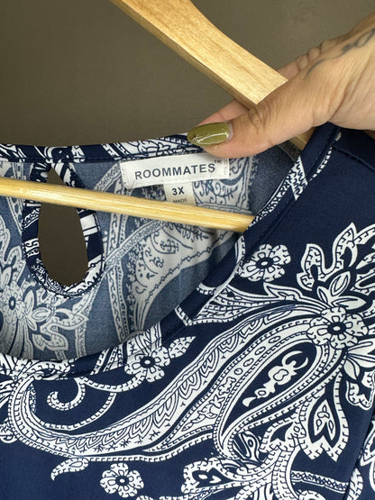 3x Blue Long Sleeve Blouse