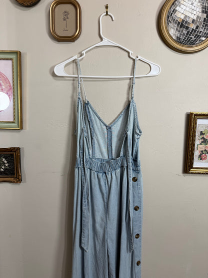 Small Light Wash Denim Flare Jumpsuit *small call out
