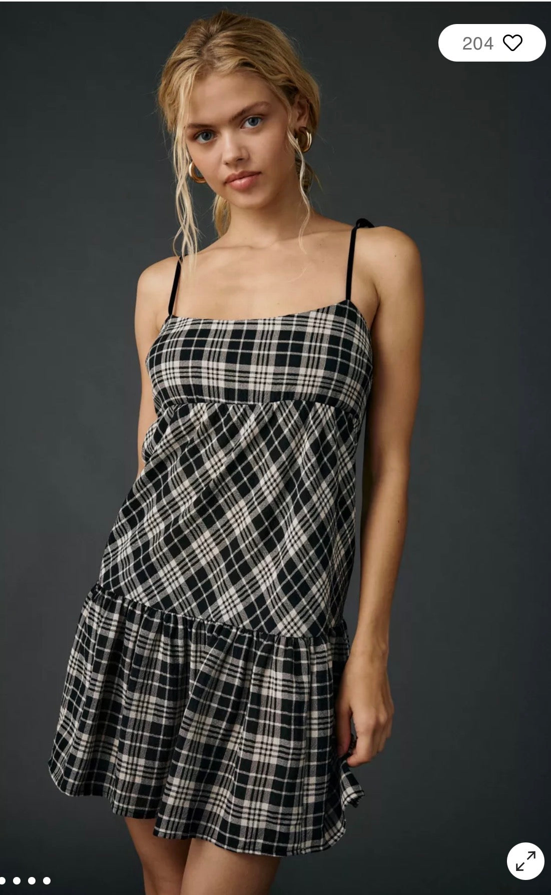 Small Gingham Plaid Mini Dress w/ tie Straps