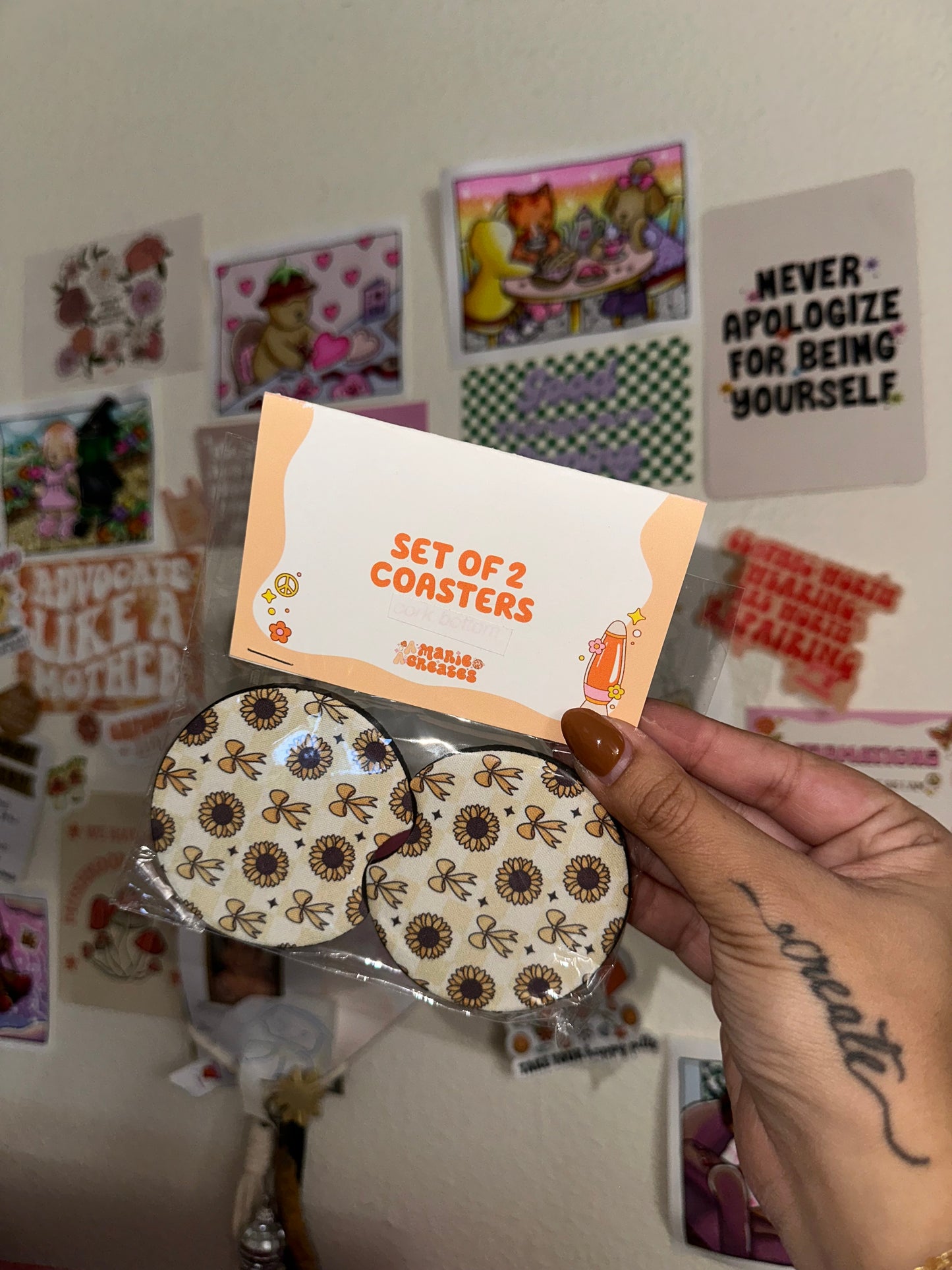 Sunflower Bow Car Coaster