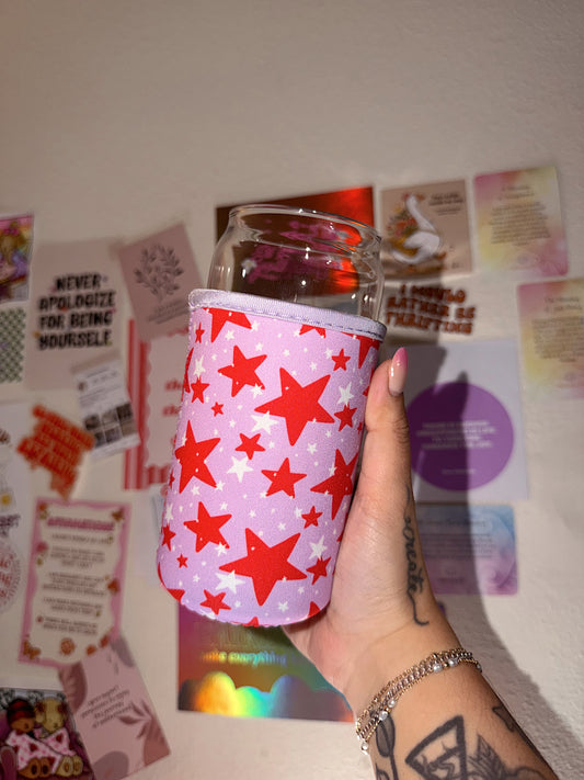 Pink & Red Stars Large Koozie