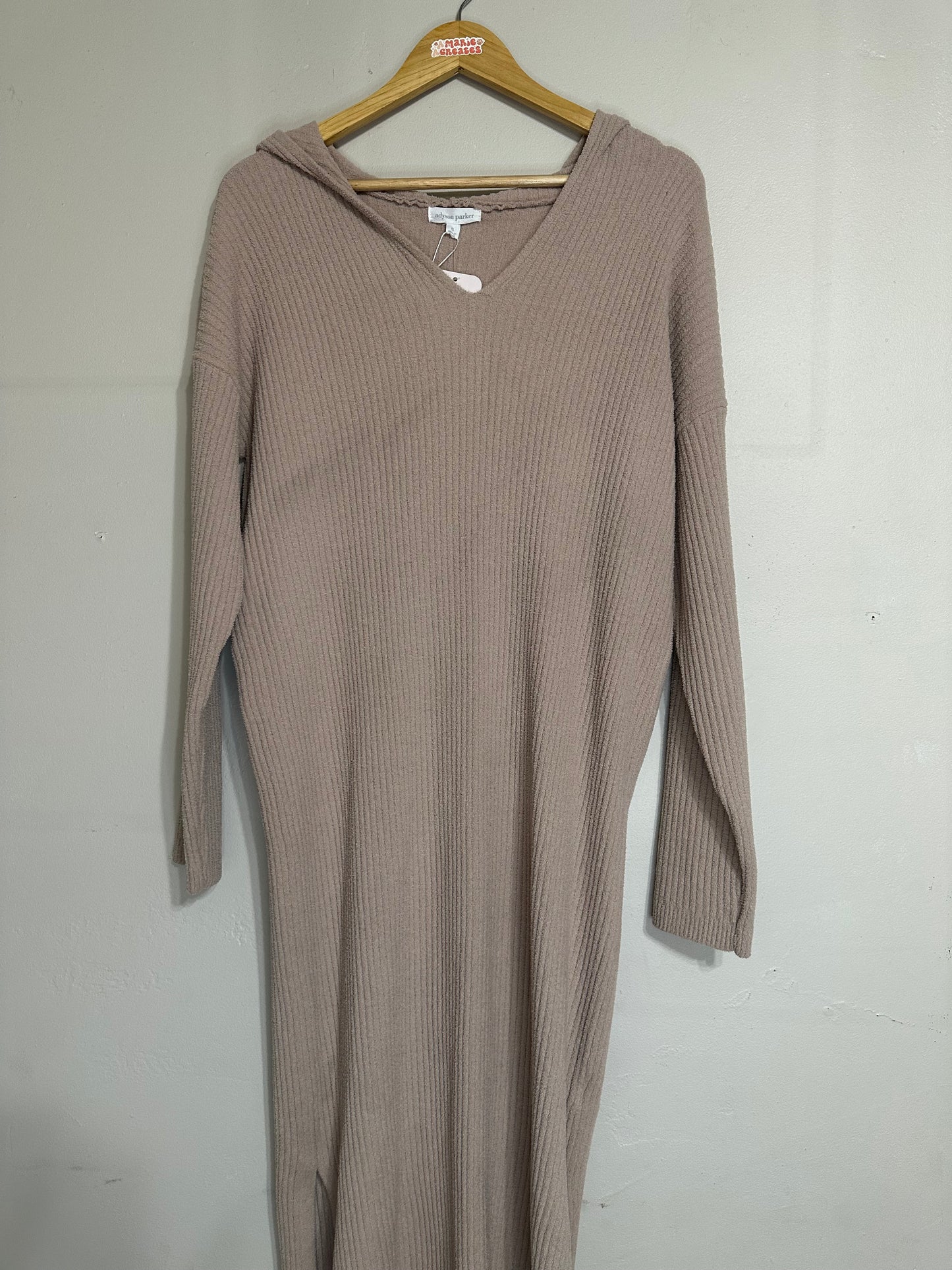 NWT XL Tan Sweater Dress w/ Hoodie