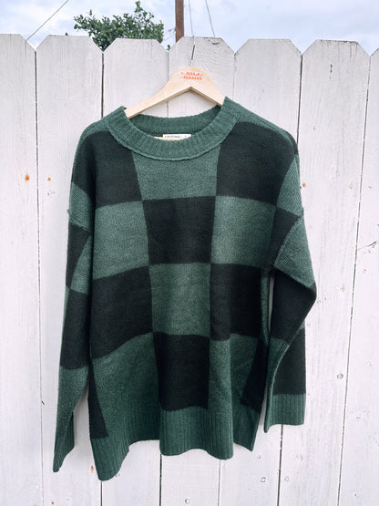 Large Green Checkered Sweater