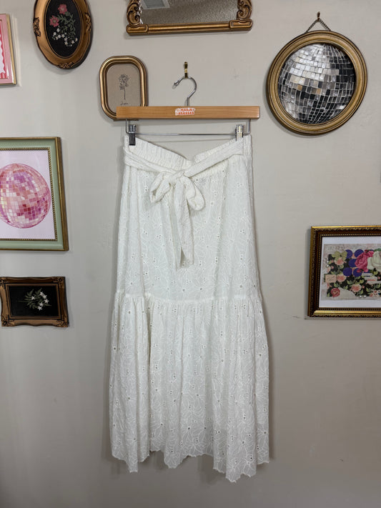 Medium White Eyelet Maxi Skirt