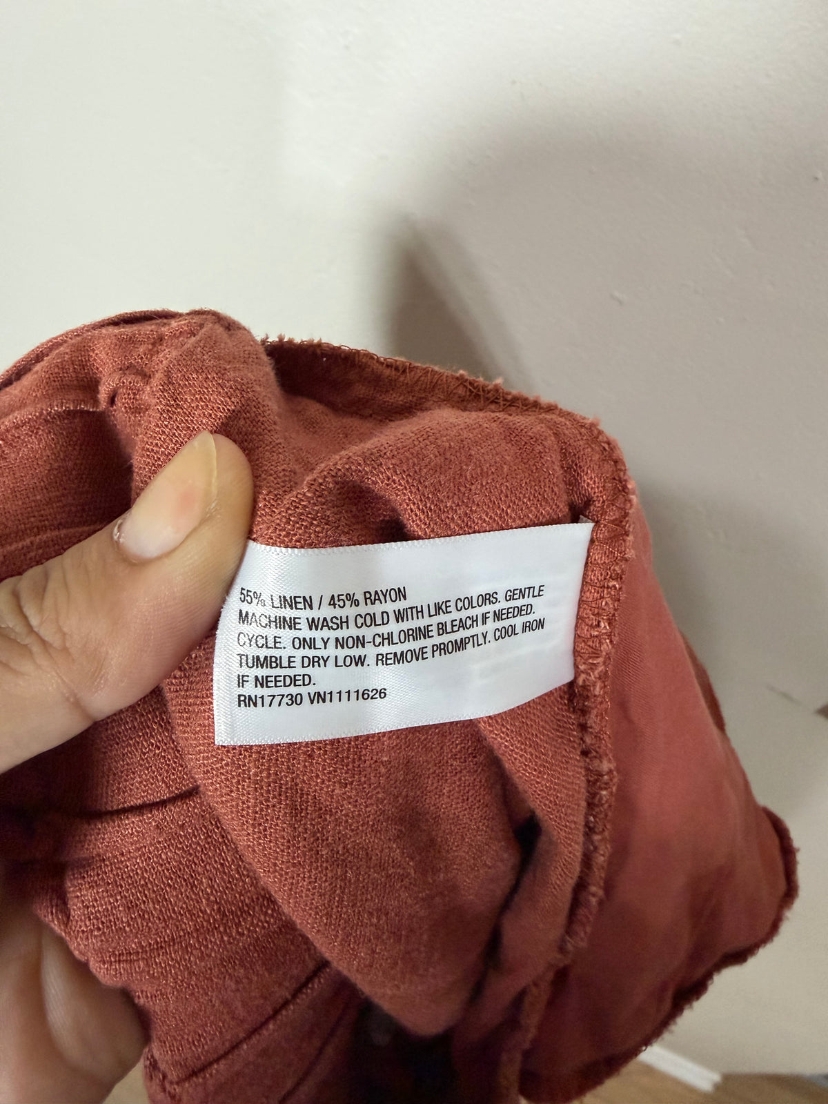 1x Rust Linen Rayon Shorts w/ Pockets & Drawstring
