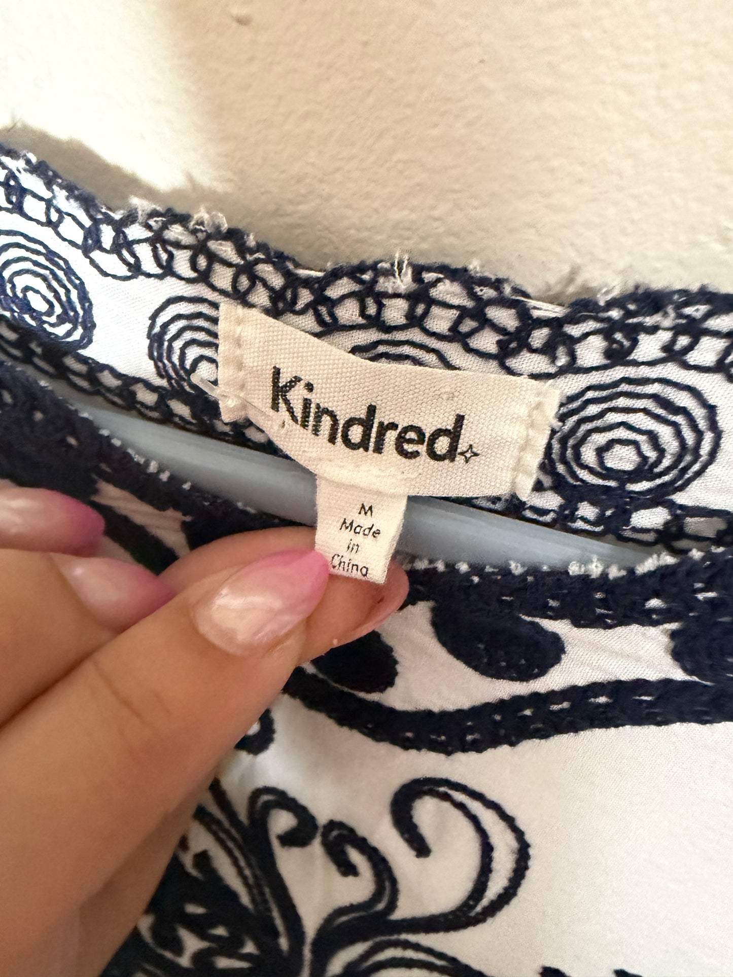 Medium Blue Embroidered Peplum Top