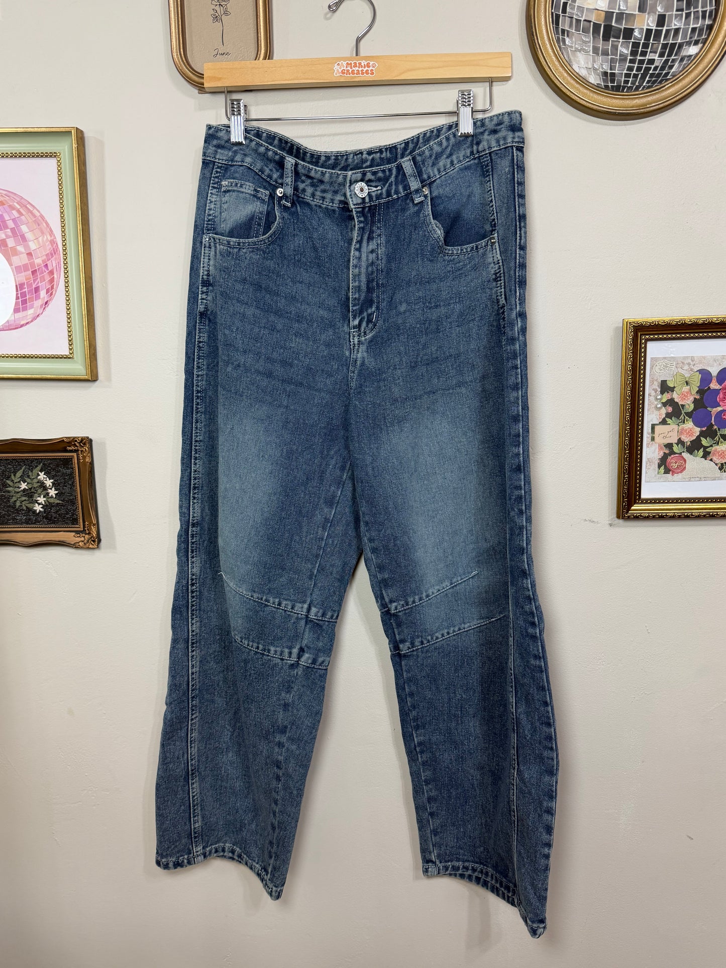 Large Medium Wash Barrel Jeans