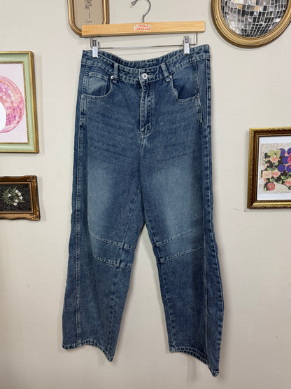 Large Medium Wash Barrel Jeans