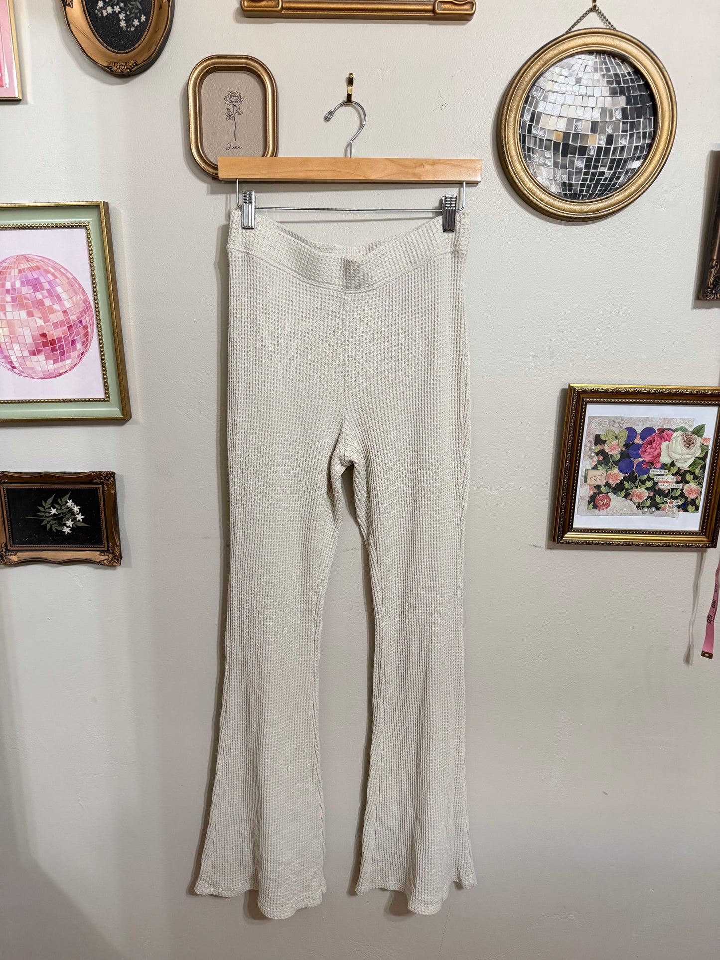 Medium Cream Waffle Knit Flares