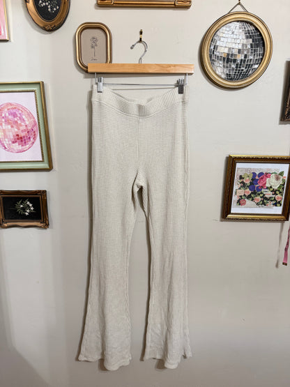 Medium Cream Waffle Knit Flares