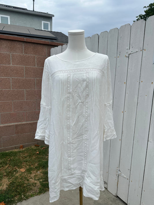 Large White Flare Sleeve Dress