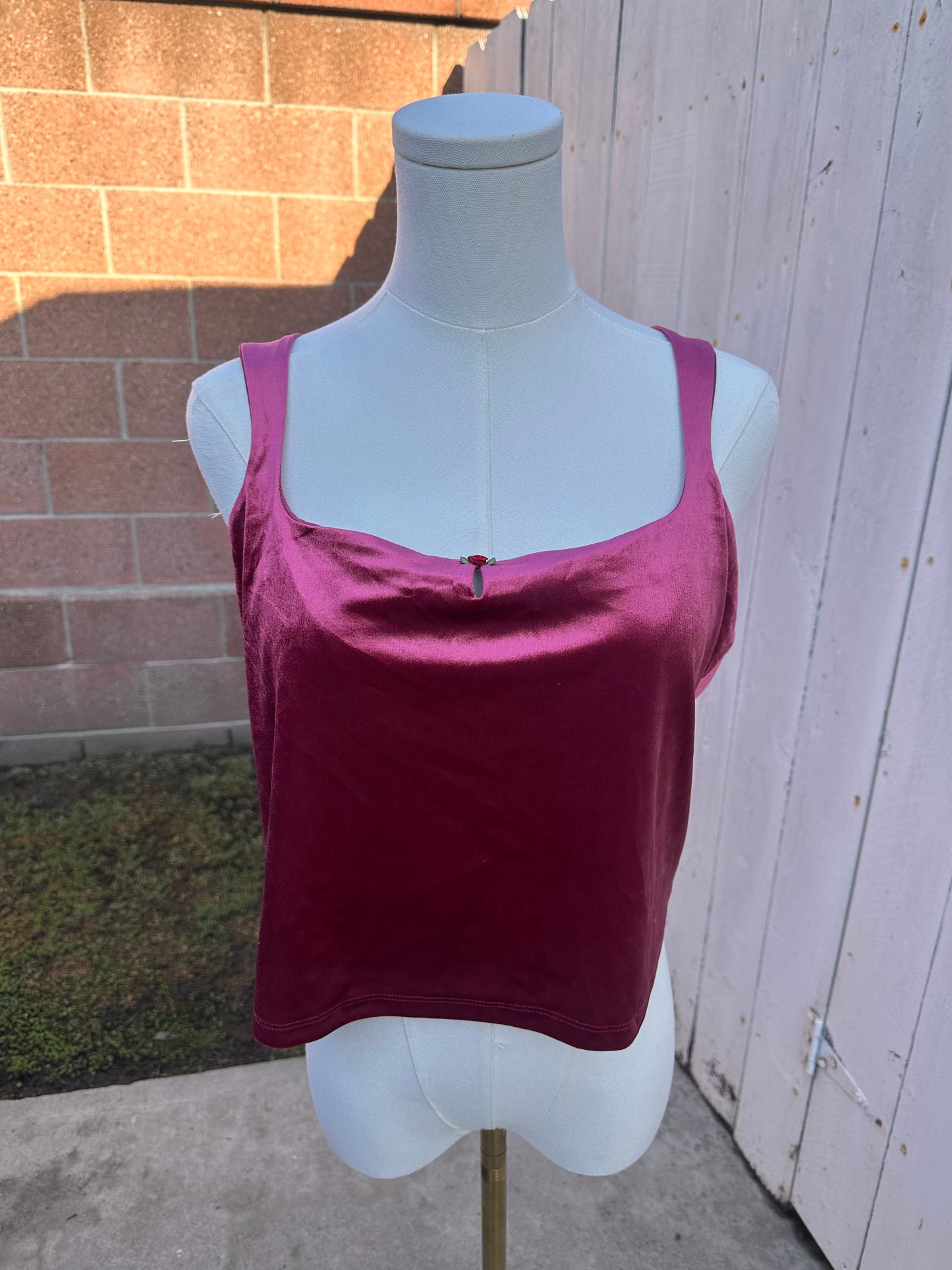 XL Maroon Velvet Crop Tank