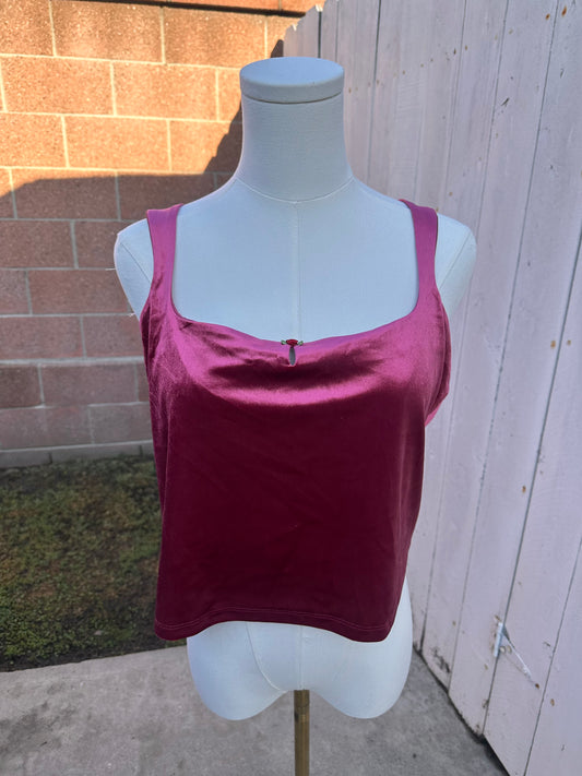 XL Maroon Velvet Crop Tank