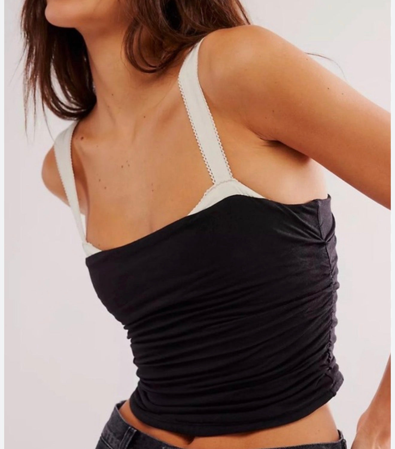 Small Free People Two Toned Ruched Tank Top