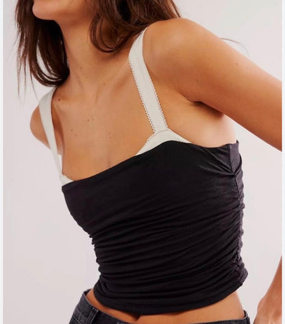Small Free People Two Toned Ruched Tank Top