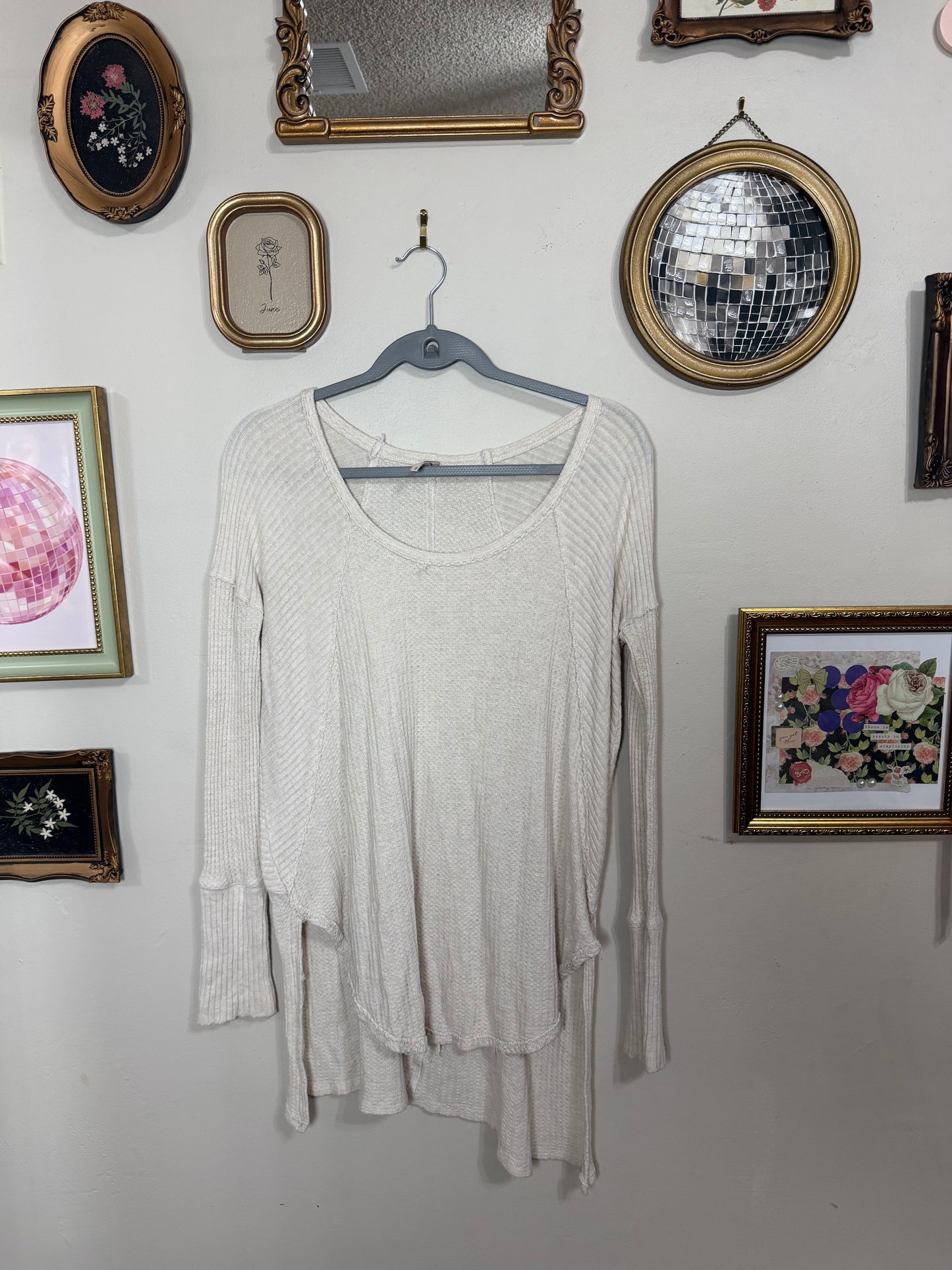 Medium Cream Waffle Knit Long Sleeve