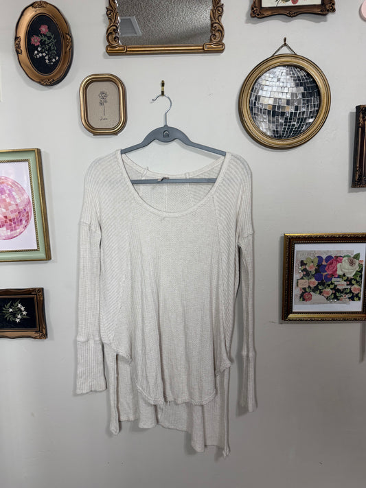 Medium Cream Waffle Knit Long Sleeve