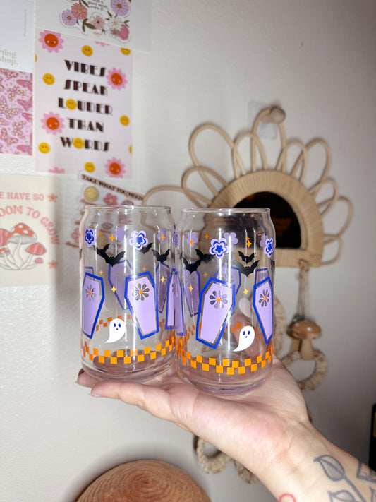 Retro Halloween Glass Cup