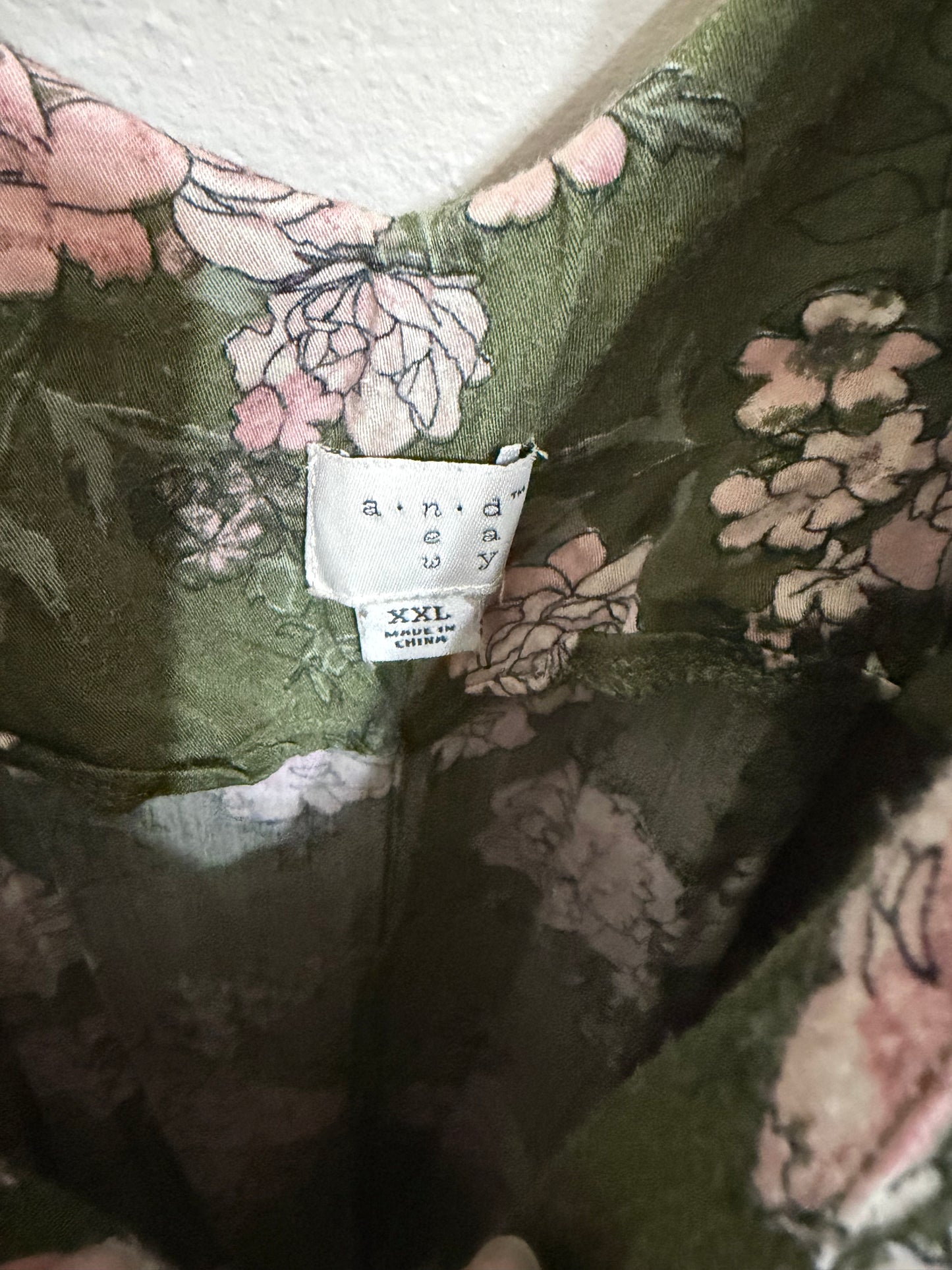 XXL Green Floral Midi Dress w/ Pockets