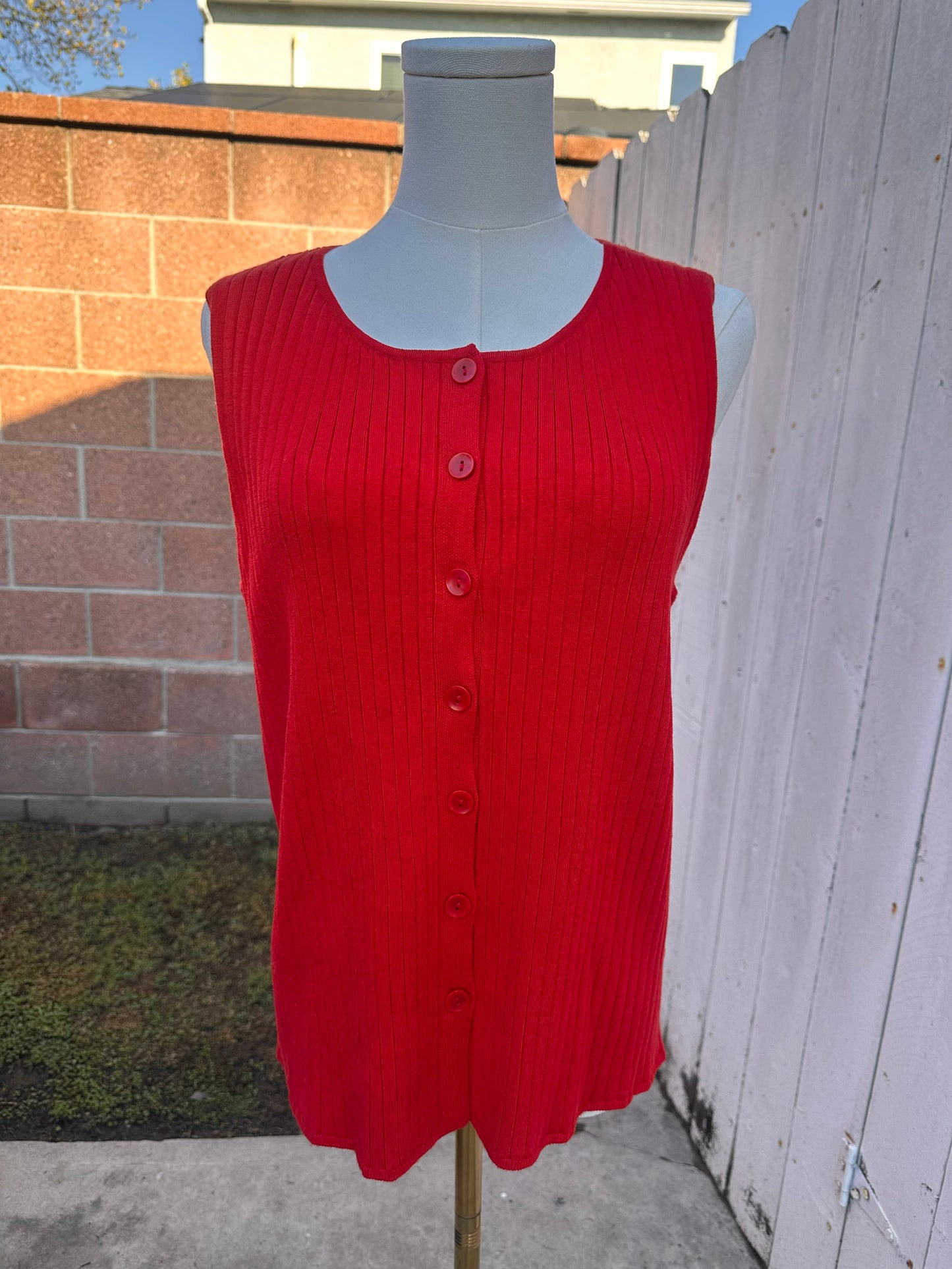 NWT XXL Red Button Up Tank Vest