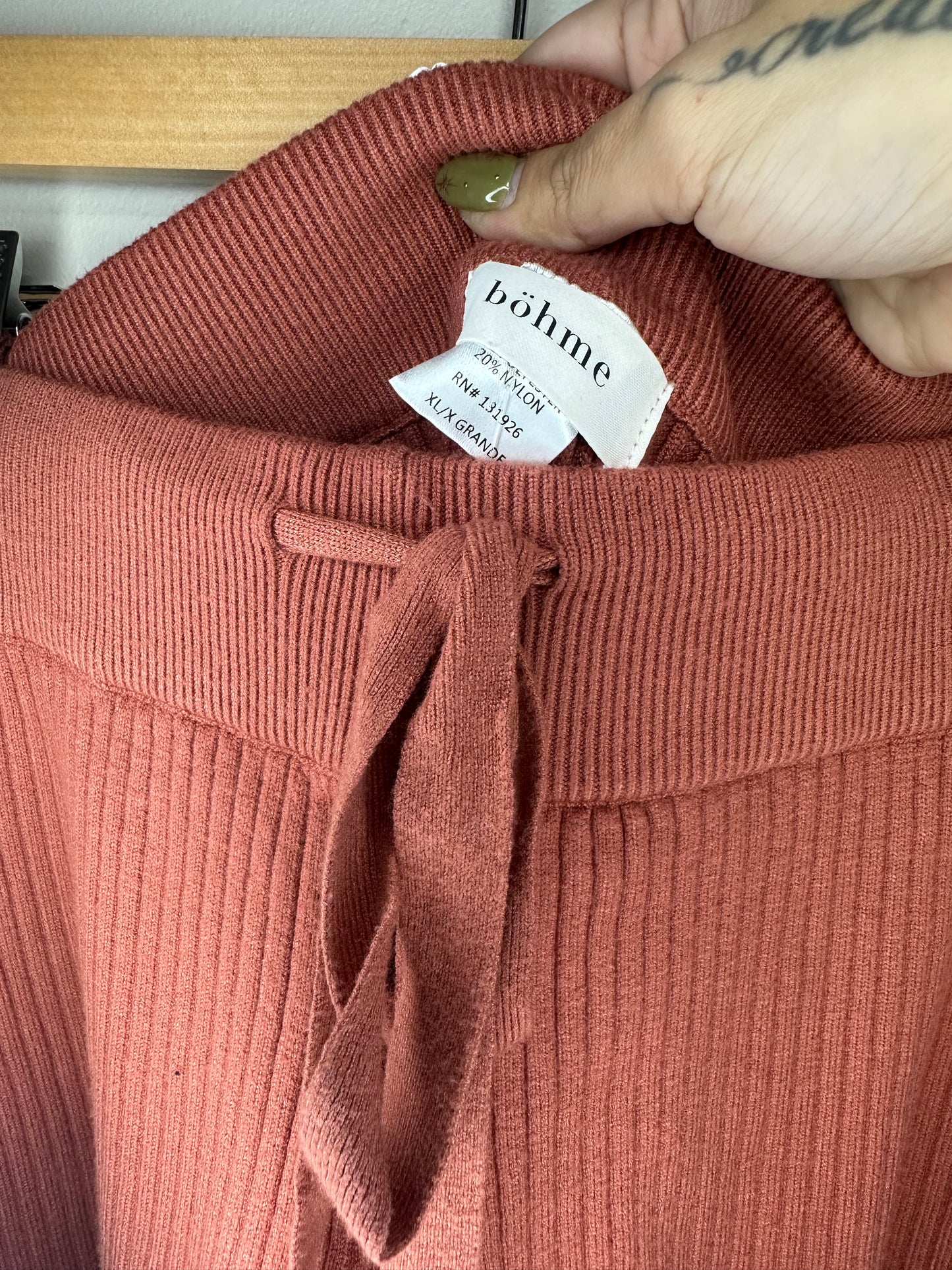 XL Mauve Ribbed Pants