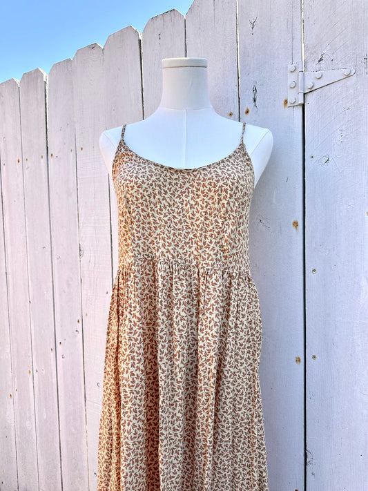 Small (Size 4) Neutral Leaf Dress
