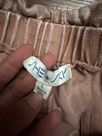 Large Mauve Acid Wash Shorts