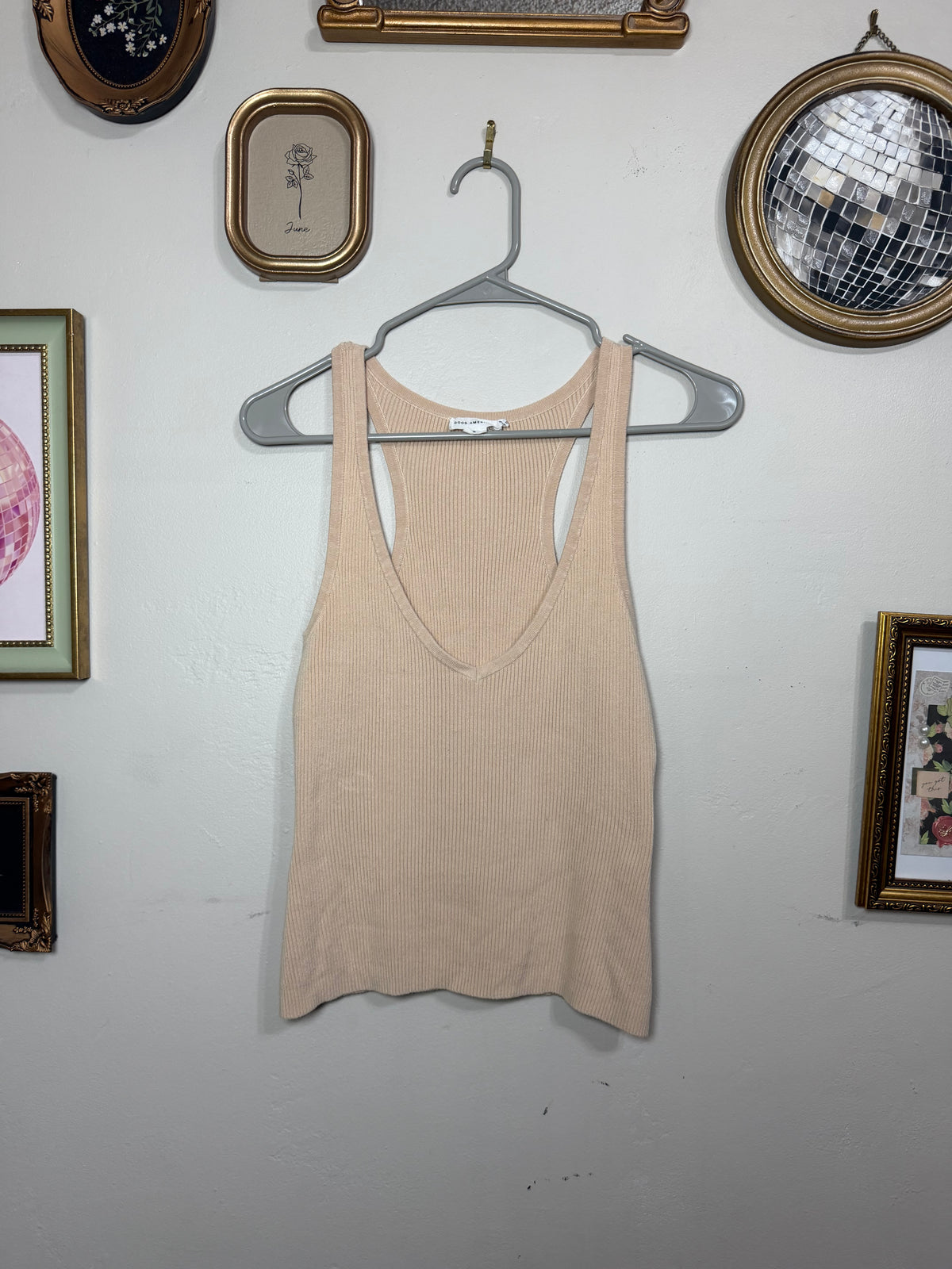 Small Tan Ribbed Tank Top